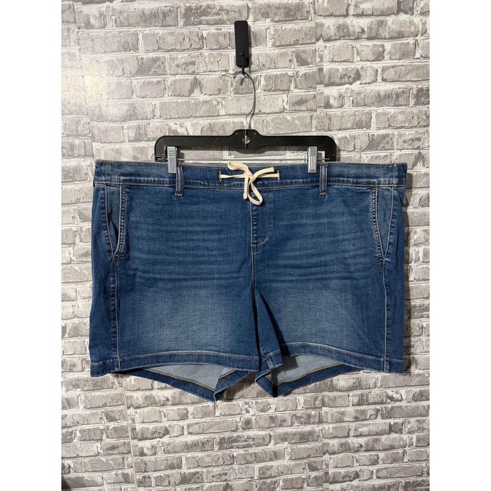 Torrid Denim Shorts Womens 3 Plus Size Blue Medium Wash Drawstring Elastic Waist